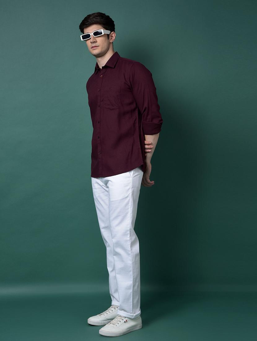 men solid long sleeve slim fit casual shirt - 21956844 - Standard Image - 5