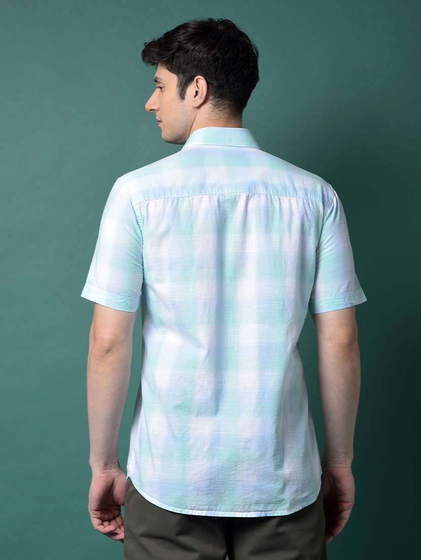 men checkered short sleeve slim fit casual shirt - 21956847 -  Standard Image - 3