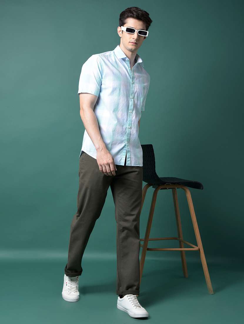 men checkered short sleeve slim fit casual shirt - 21956847 -  Standard Image - 5