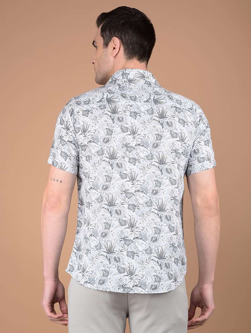 men printed short sleeve slim fit casual shirt - 21956848 -  Standard Image - 3