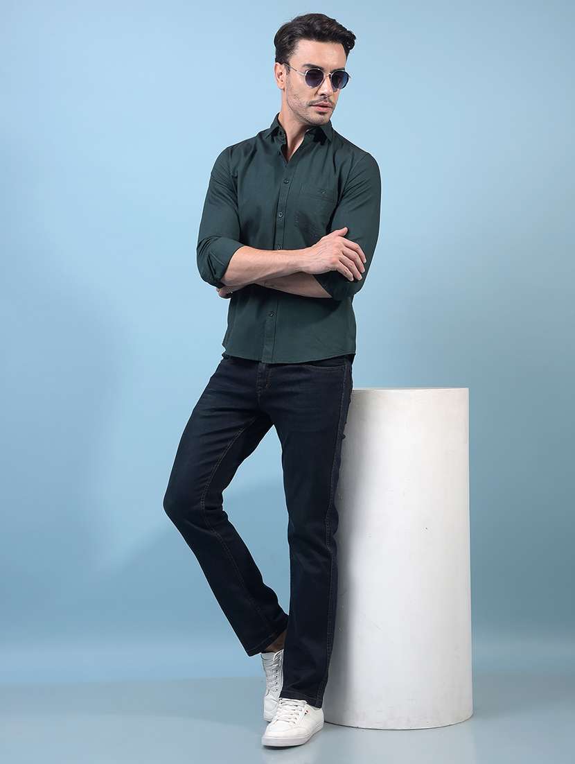 men solid long sleeve slim fit casual shirt - 21956856 -  Standard Image - 5