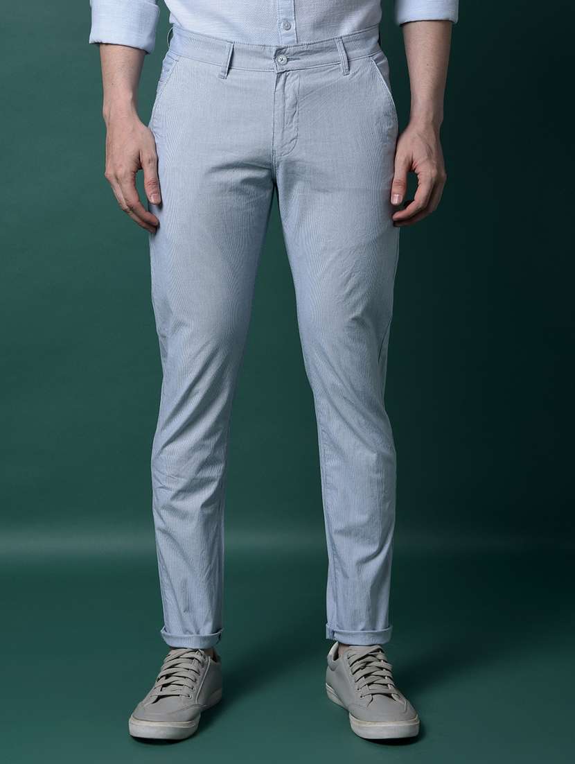 men solid mid rise flat front casual chinos 