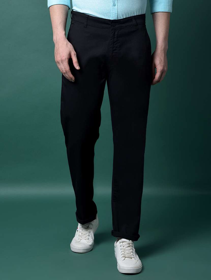 men solid mid rise flat front casual chinos - 21956870 - Zoom Image - 0