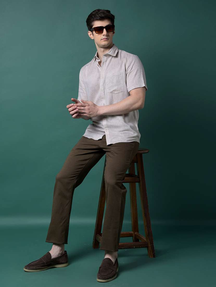 men solid mid rise flat front casual chinos  - 21956871 -  Standard Image - 5