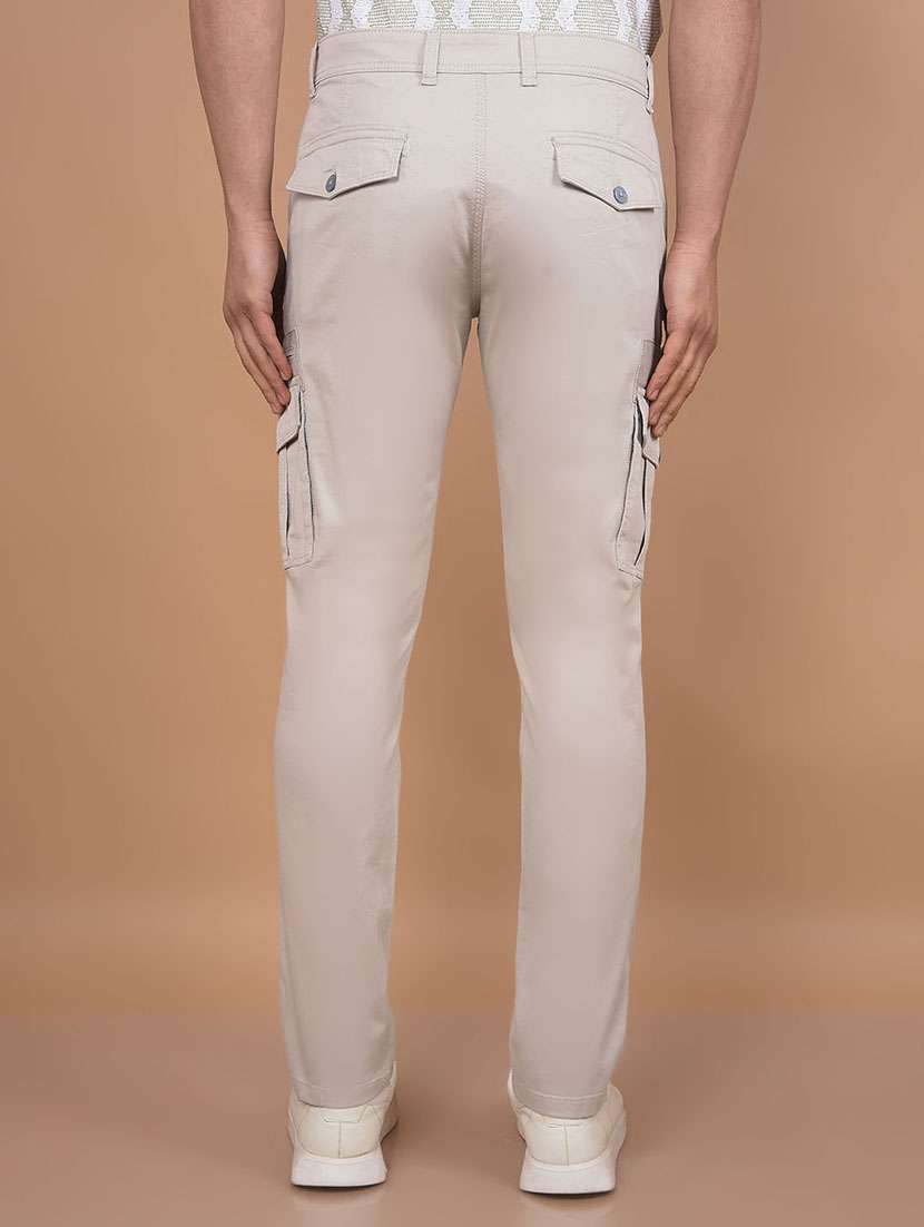 men grey solid mid rise regular fit cargo - 21956887 -  Standard Image - 3