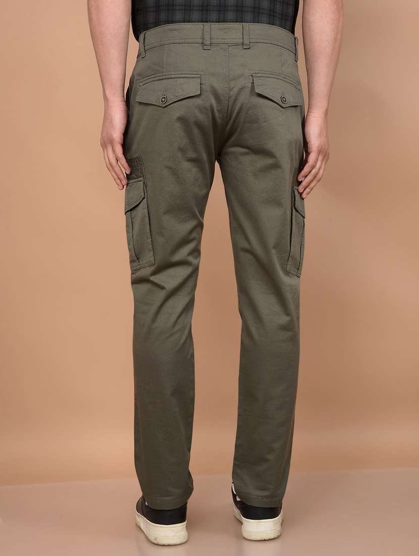 men olive solid mid rise relaxed fit cargo - 21956888 -  Standard Image - 3