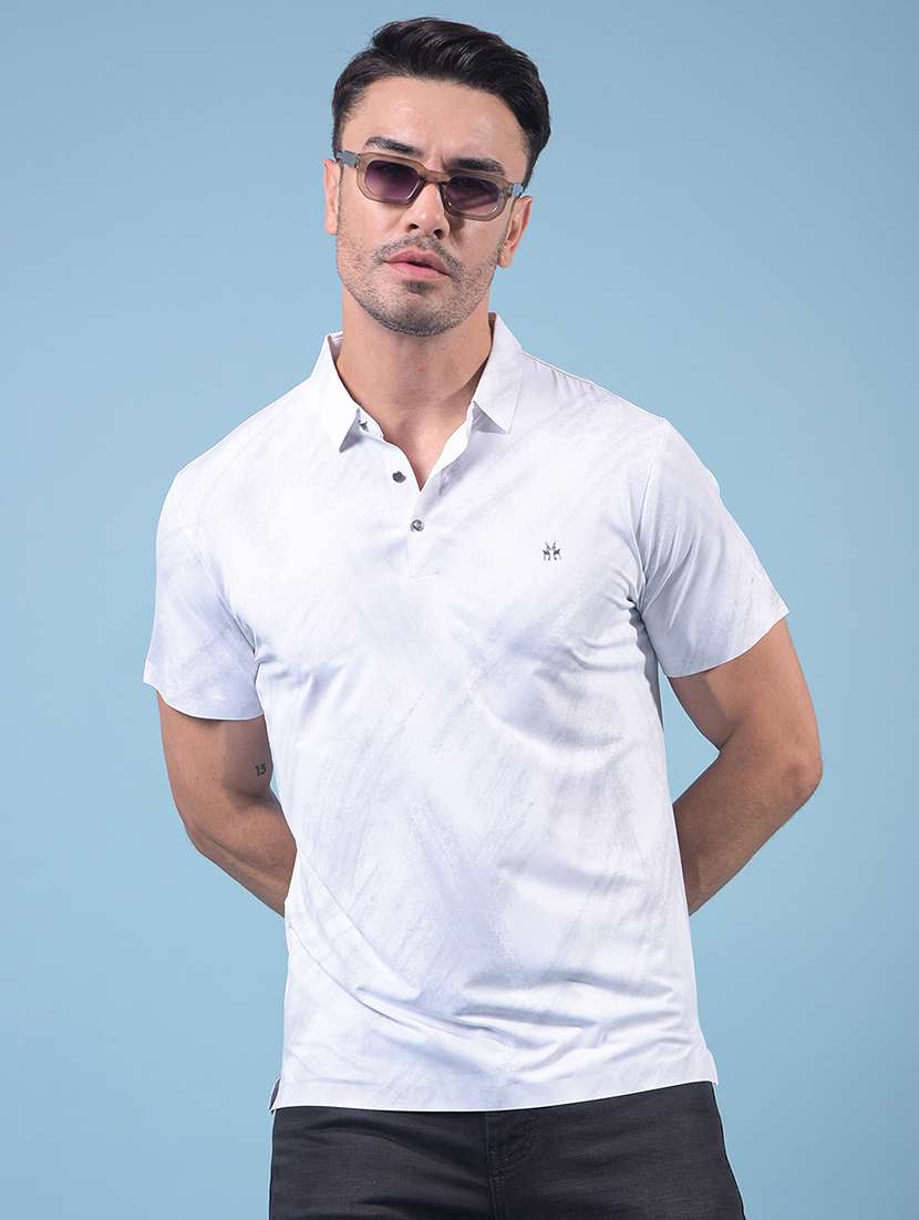 men printed short sleeve slim fit polo t-shirt