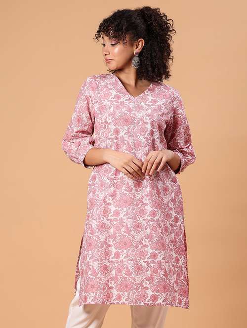 women printed three quarter sleeve straight kurta - 21956915 - Standard Image - 0