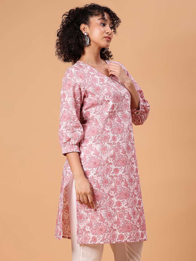 women printed three quarter sleeve straight kurta - 21956915 - Standard Image - 3