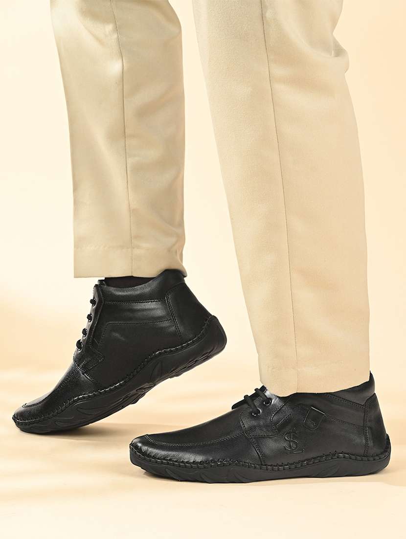 men black solid lace-up derby - 21956947 - Standard Image - 5