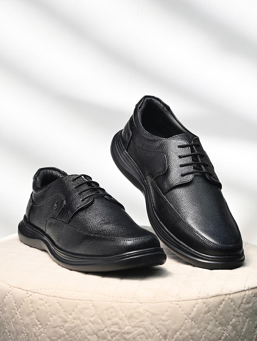 men black solid lace-up derby - 21956950 - Zoom Image - 0