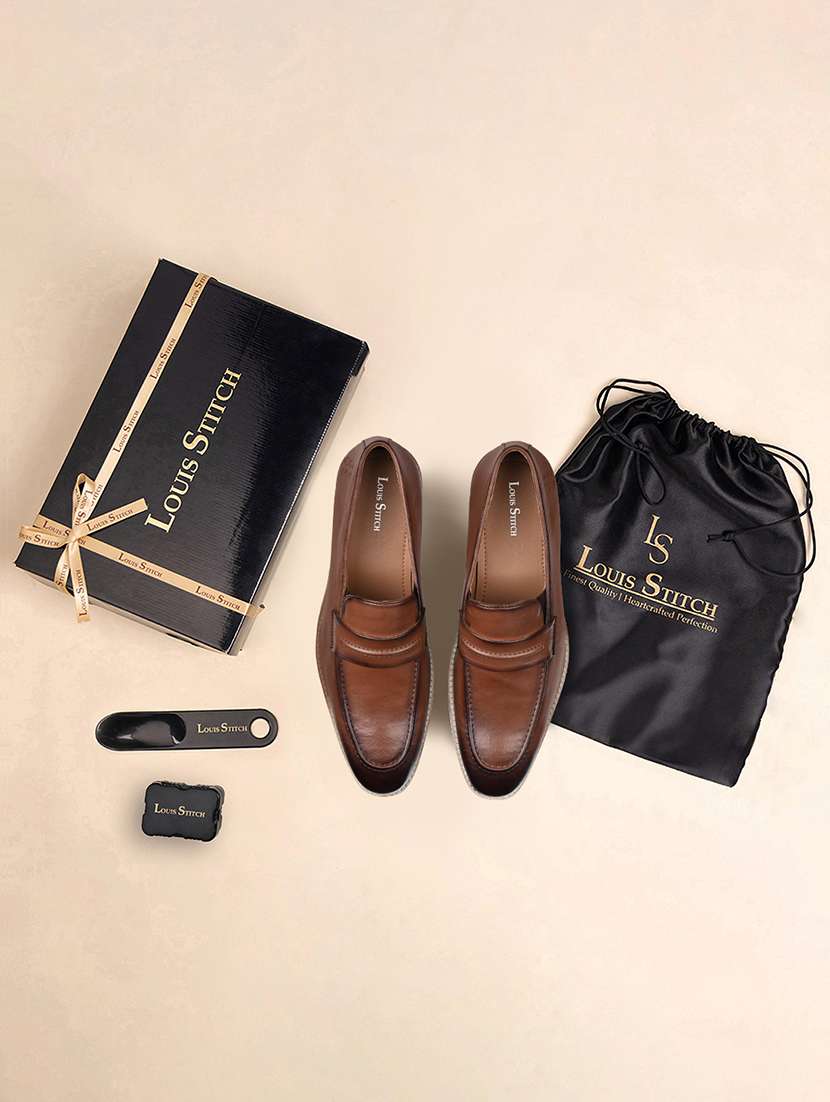 men's brown leather slip-on loafer shoes - 21956954 -  Standard Image - 5