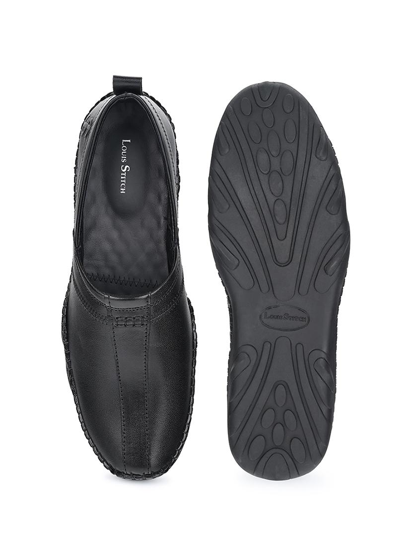 men black slip on mojari - 21956966 - Standard Image - 3