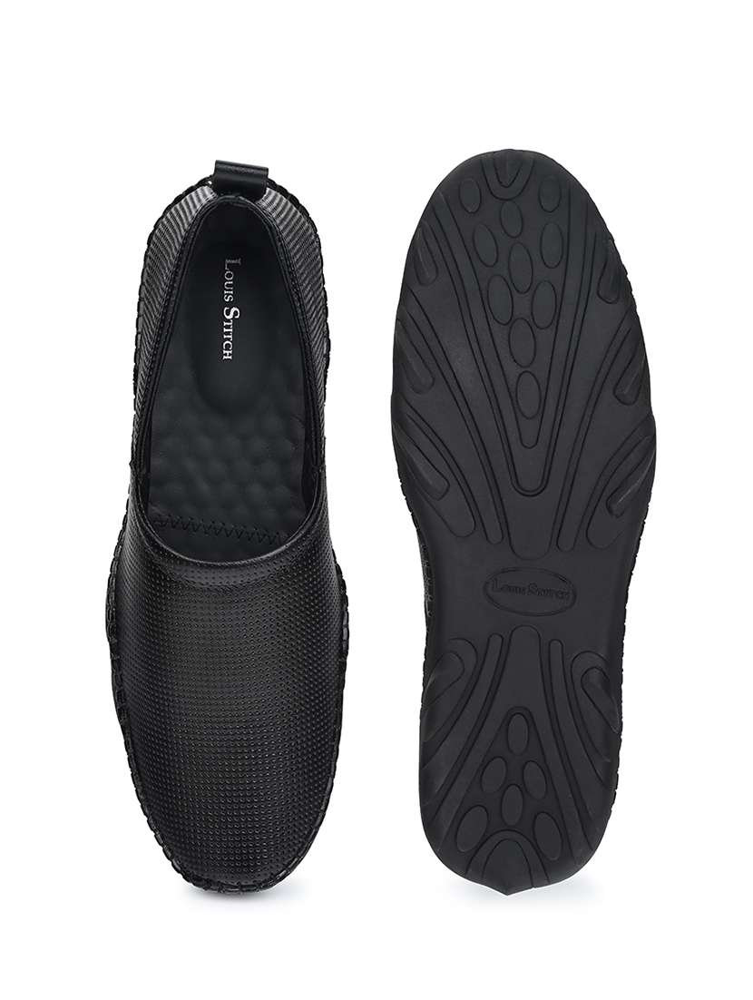 men black slip on mojari - 21956967 -  Standard Image - 5