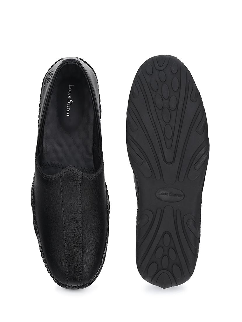 men black slip on mojari - 21956968 - Standard Image - 5