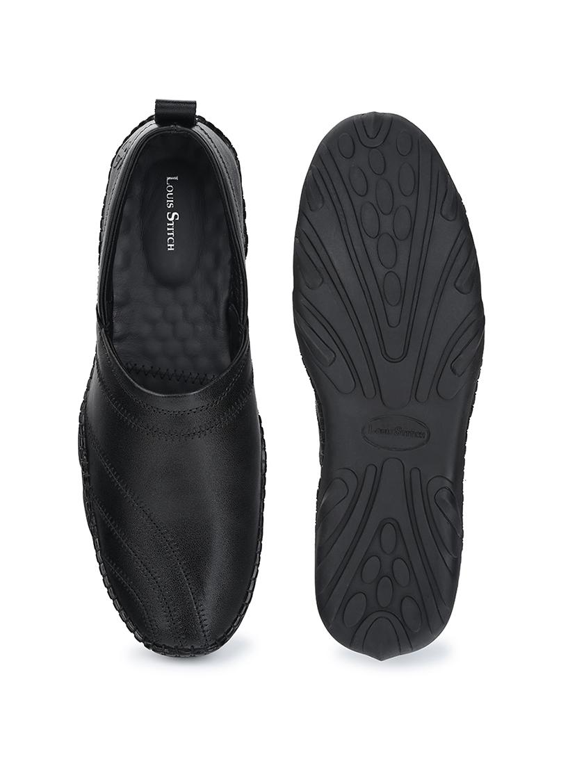men black slip on mojari - 21956969 - Standard Image - 5