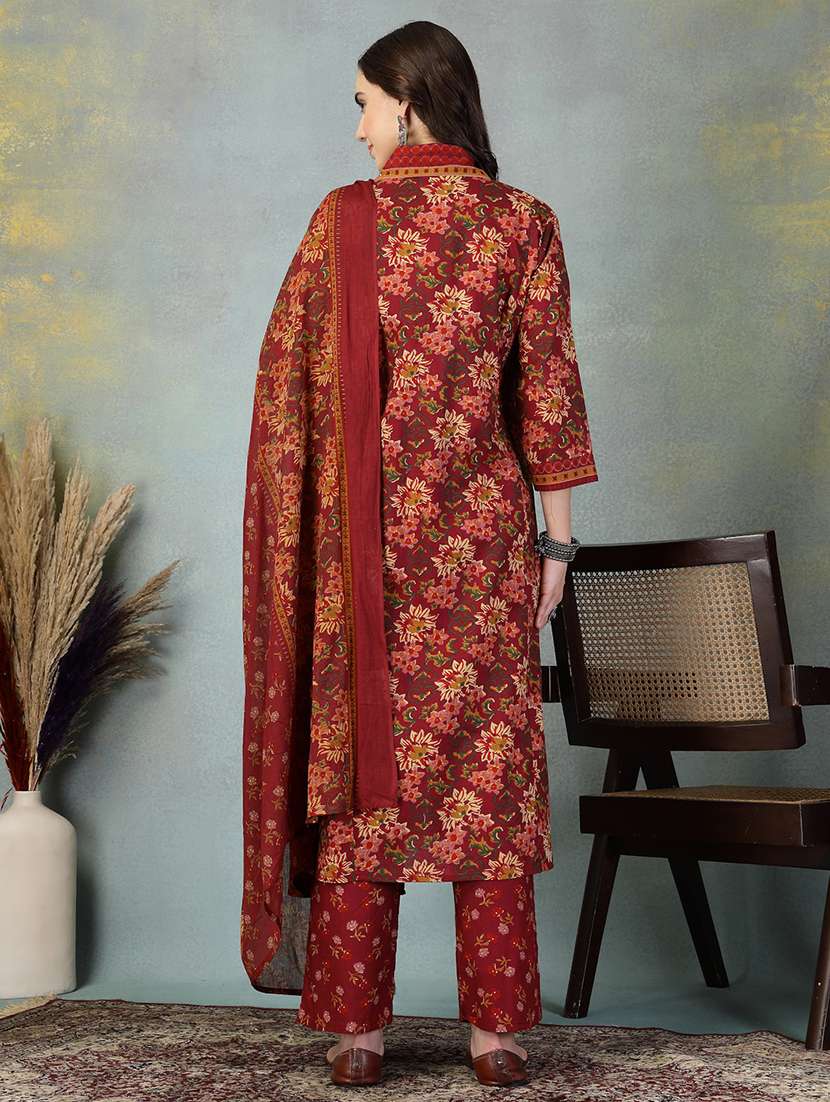 women three quarter sleeve kurta pant with dupatta set - 21956974 -  Standard Image - 3