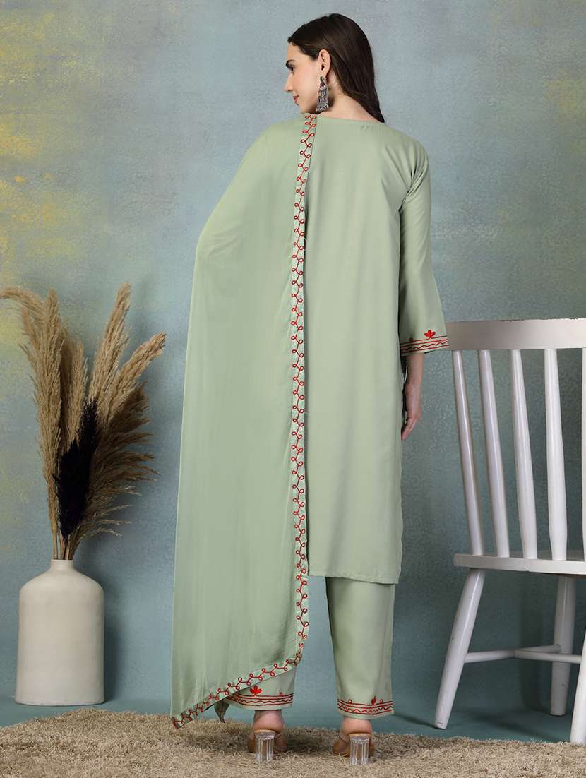 women three quarter sleeve kurta pant with dupatta set - 21956982 - Standard Image - 3