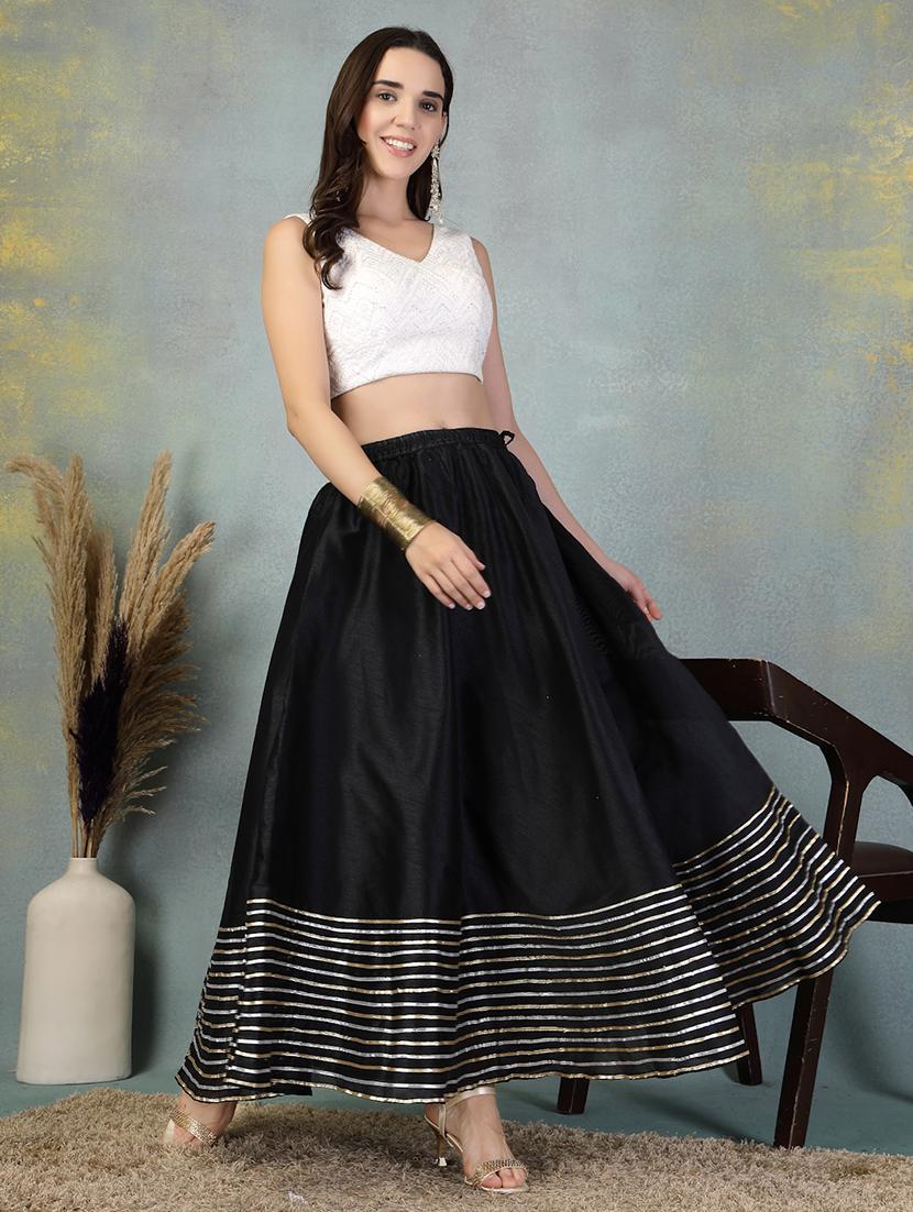 women black striped flared party wear skirt - 21956989 - Standard Image - 5