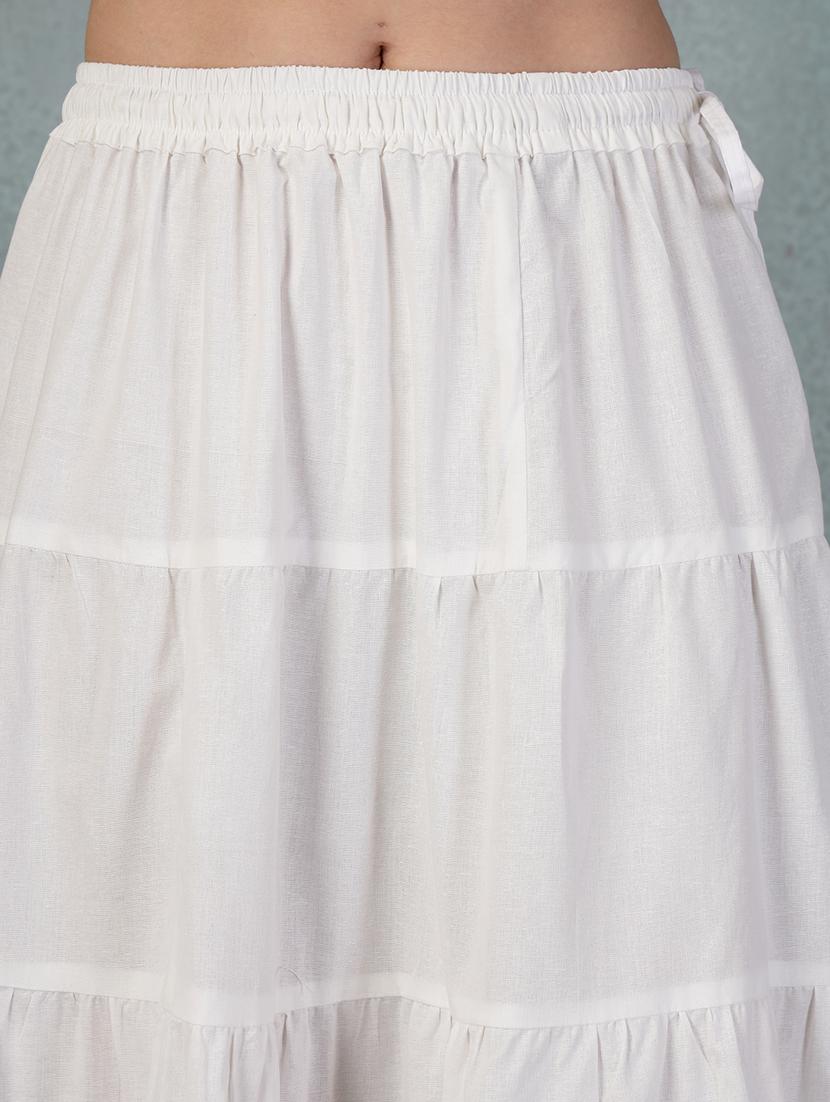 white cotton blend tiered maxi skirt - 21956991 - Standard Image - 5