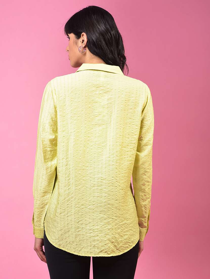 women solid collared long slevee regular fit shirt - 21957009 -  Standard Image - 3