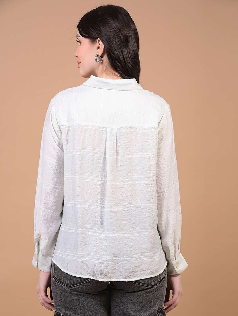 women self designed collared long sleeve regular fit shirt - 21957015 -  Standard Image - 3