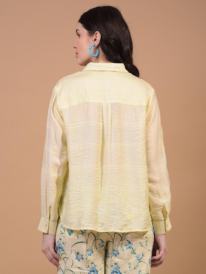 women self designed collared long sleeve regular fit shirt - 21957016 - Standard Image - 3