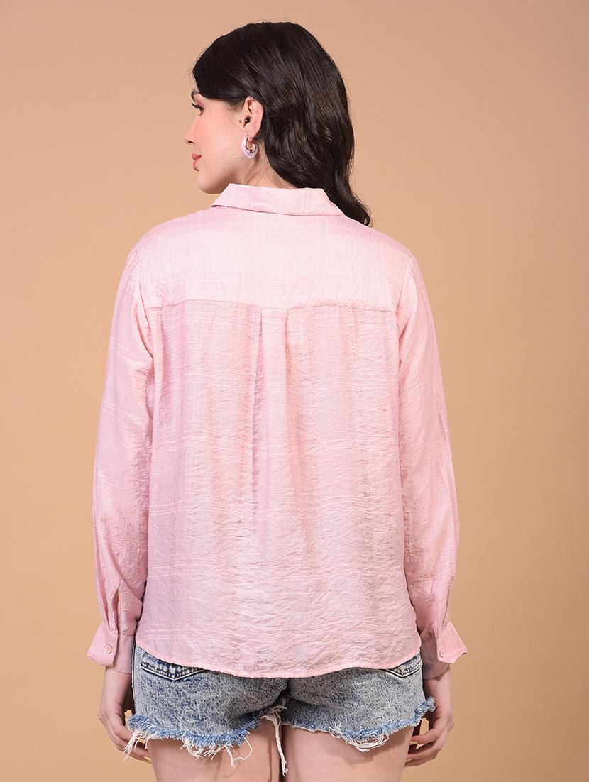 women solid collared long sleeve regular fit shirt - 21957017 - Standard Image - 3