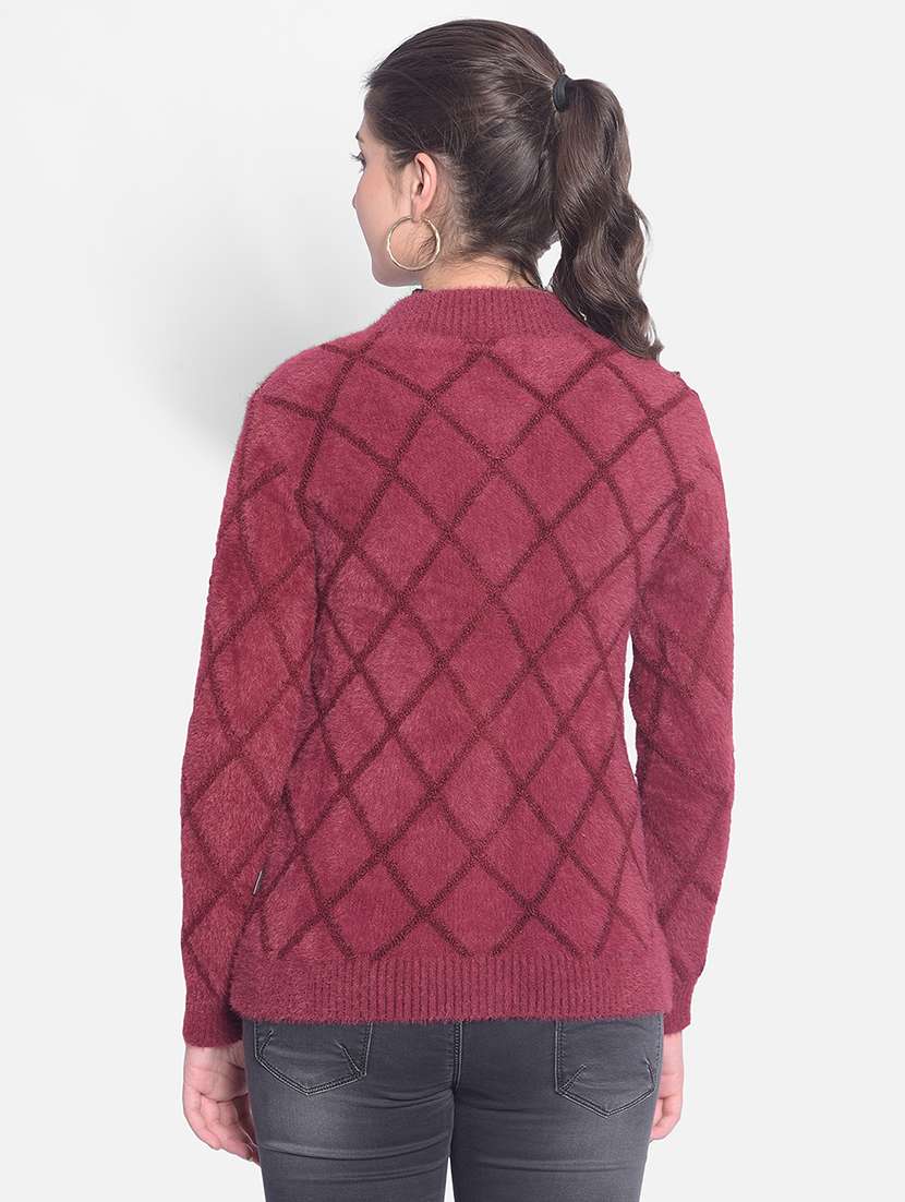 diamond pattern buttoned closure winter cardigan - 21957030 - Standard Image - 3