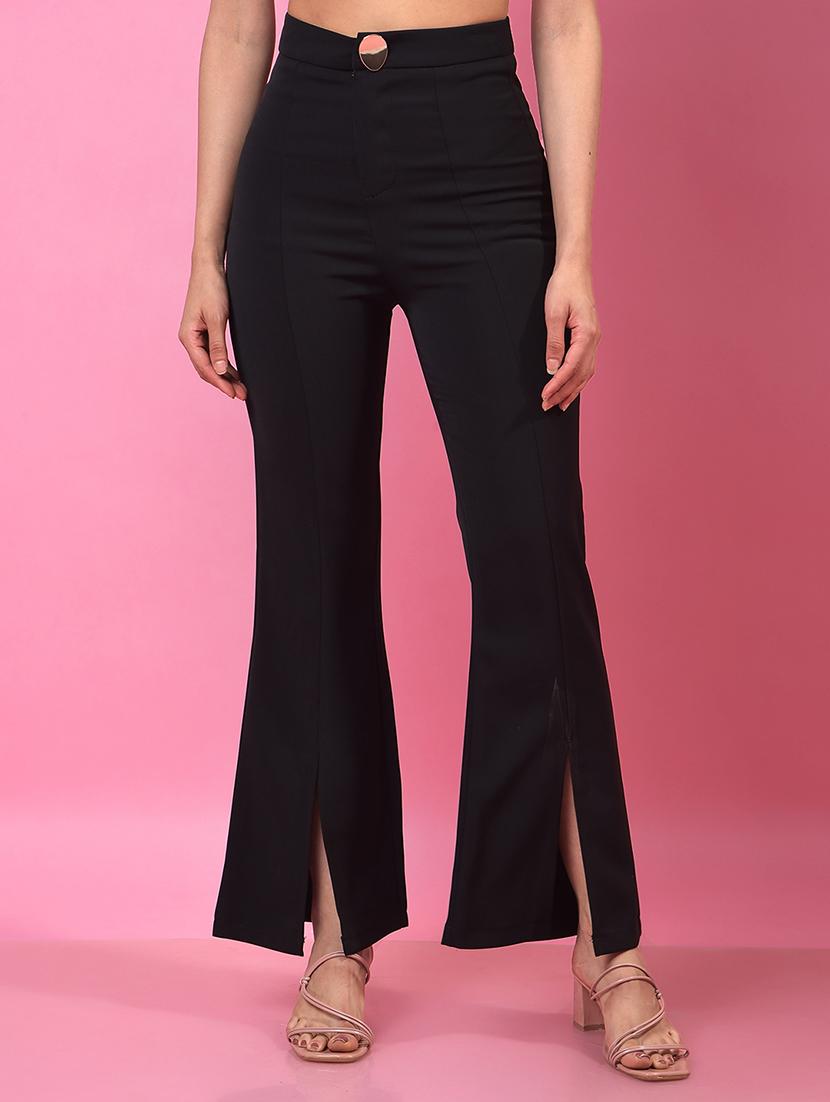 women black solid high rise bootcut trouser - 21957053 -  Zoom Image - 0