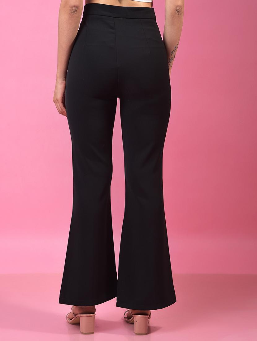 women black solid high rise bootcut trouser - 21957053 - Standard Image - 3