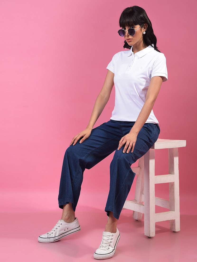 women solid short sleeve regular fit polo t-shirt - 21957057 -  Standard Image - 5