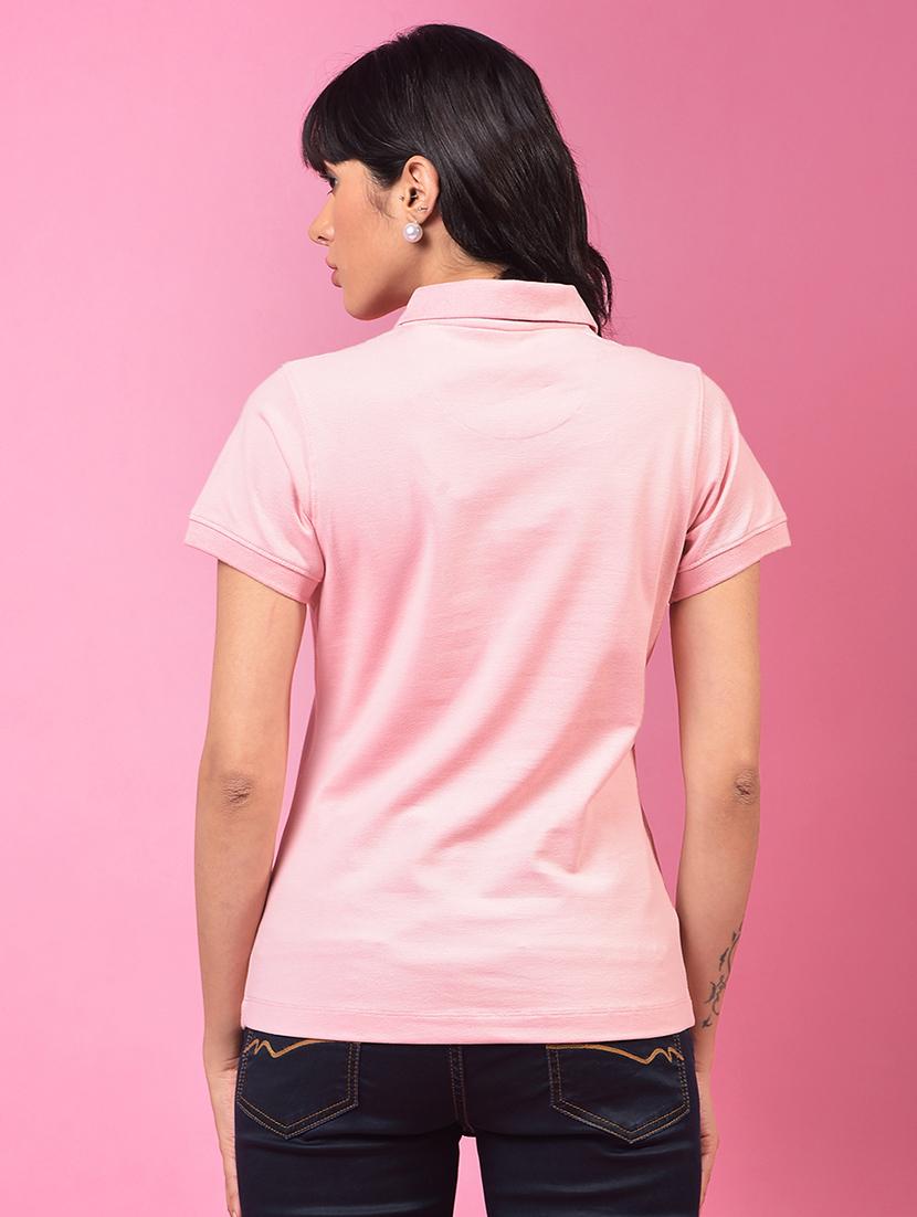women solid short sleeve regular fit polo t-shirt - 21957058 - Standard Image - 3