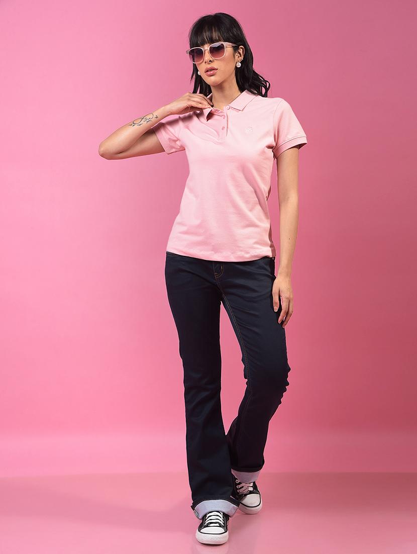 women solid short sleeve regular fit polo t-shirt - 21957058 - Standard Image - 5