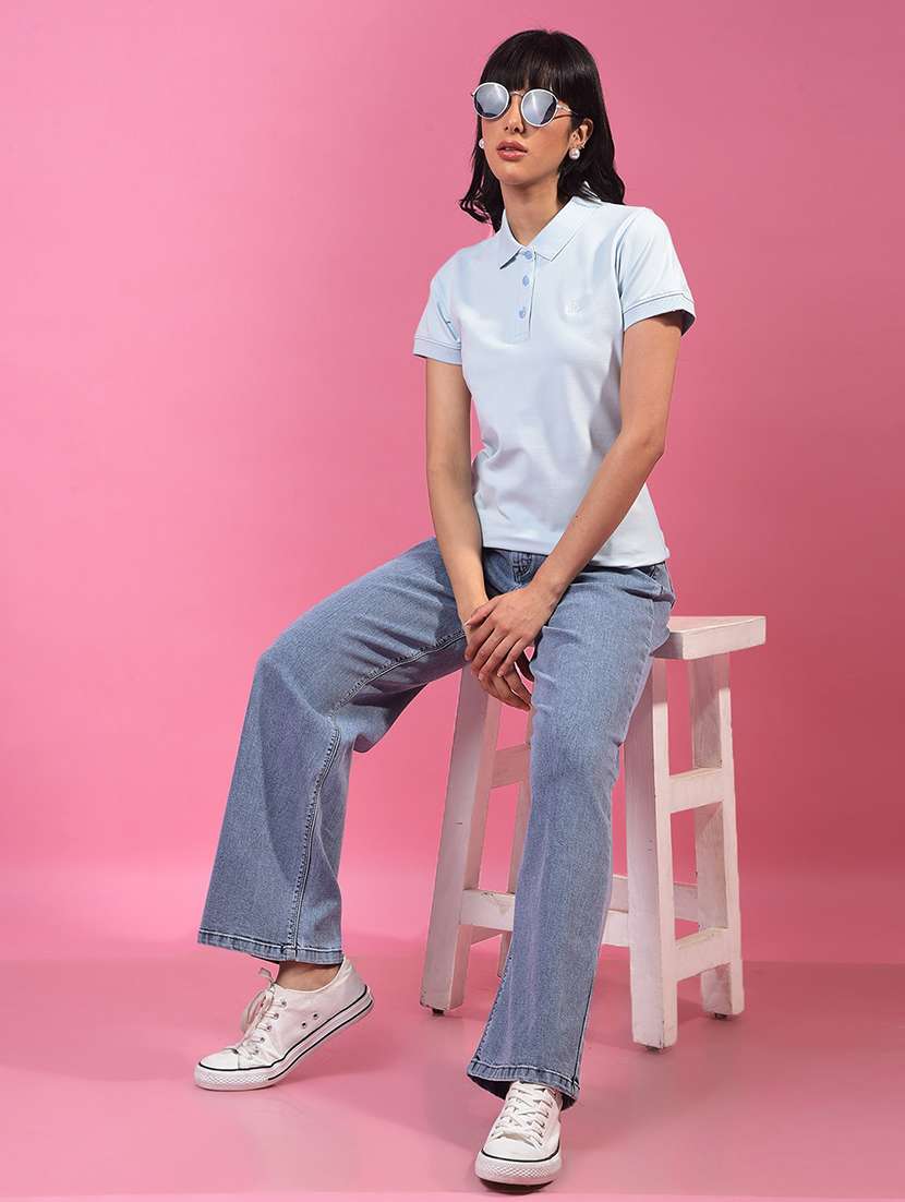 women solid short sleeve regular fit polo t-shirt - 21957060 -  Standard Image - 5