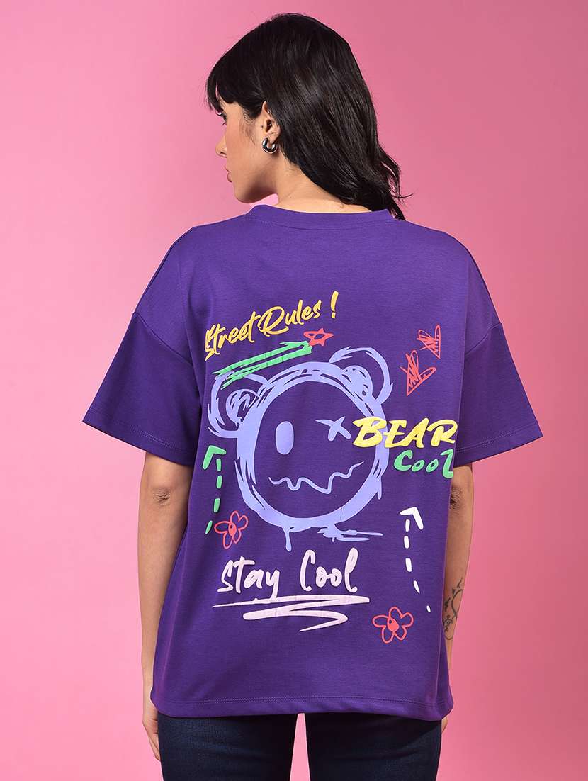 women printed short sleeve oversized t-shirt - 21957064 -  Standard Image - 3