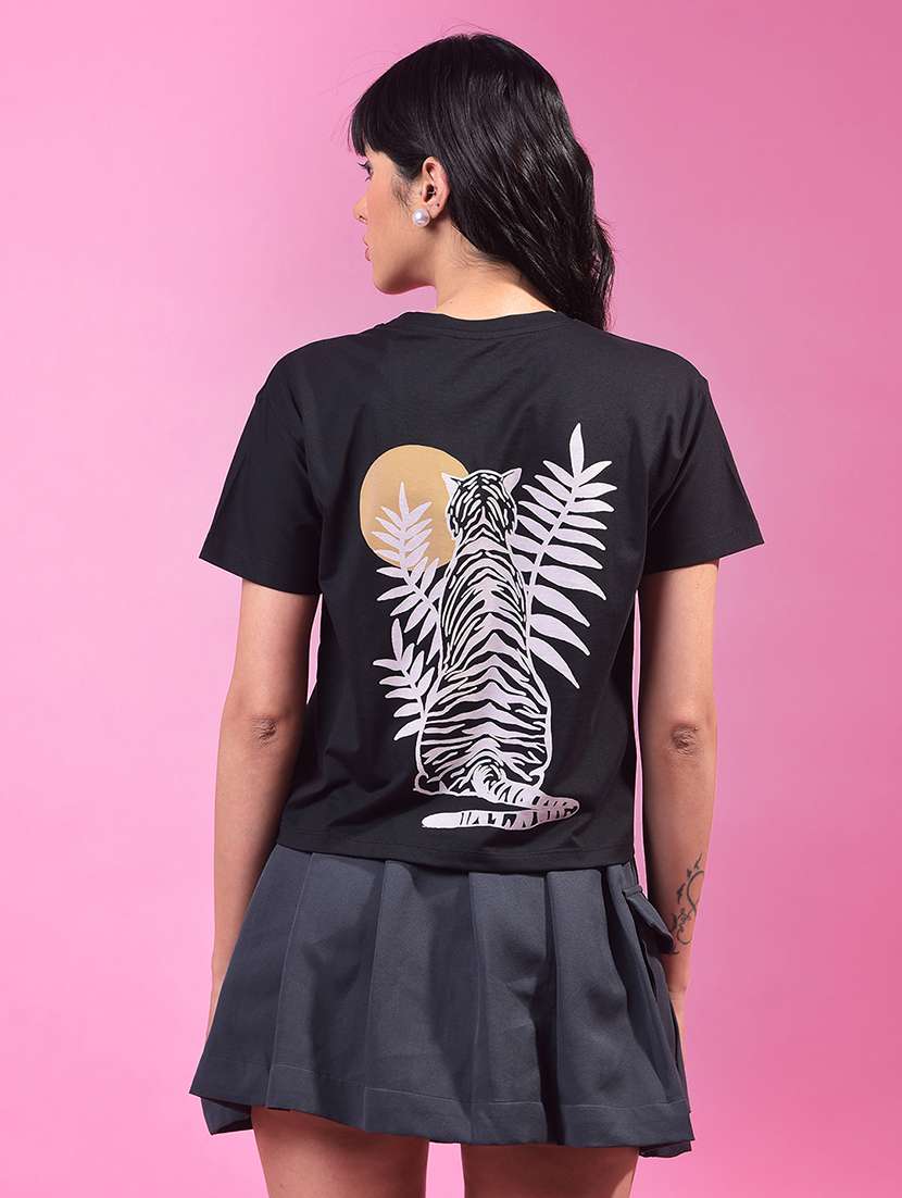 women printed short sleeve crop t-shirt - 21957075 -  Standard Image - 3