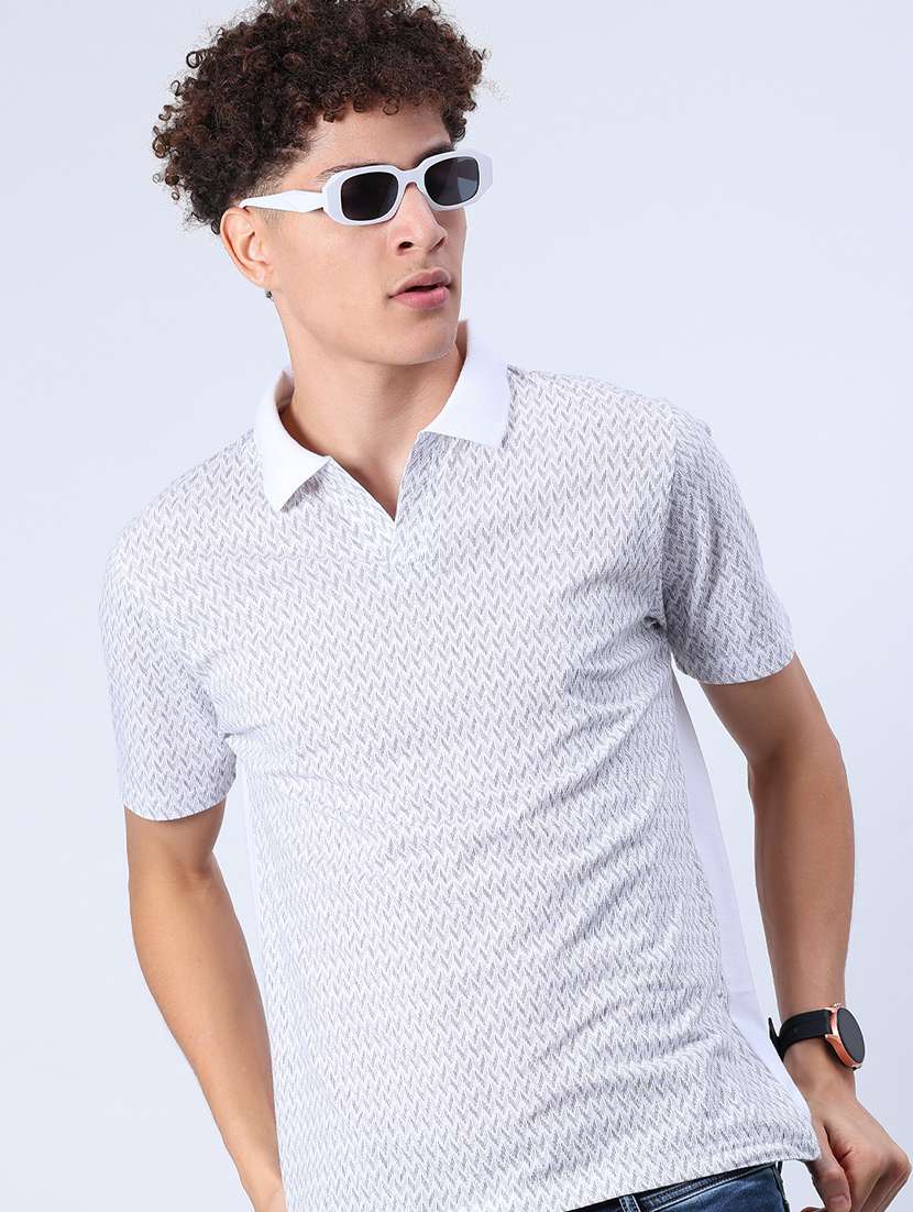 men printed short sleeve regular fit polo t-shirt