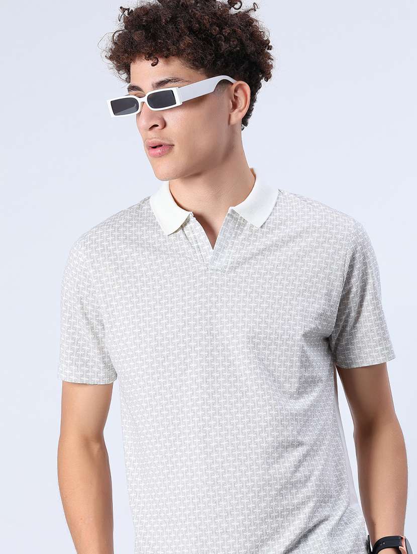 men printed short sleeve regular fit polo t-shirt