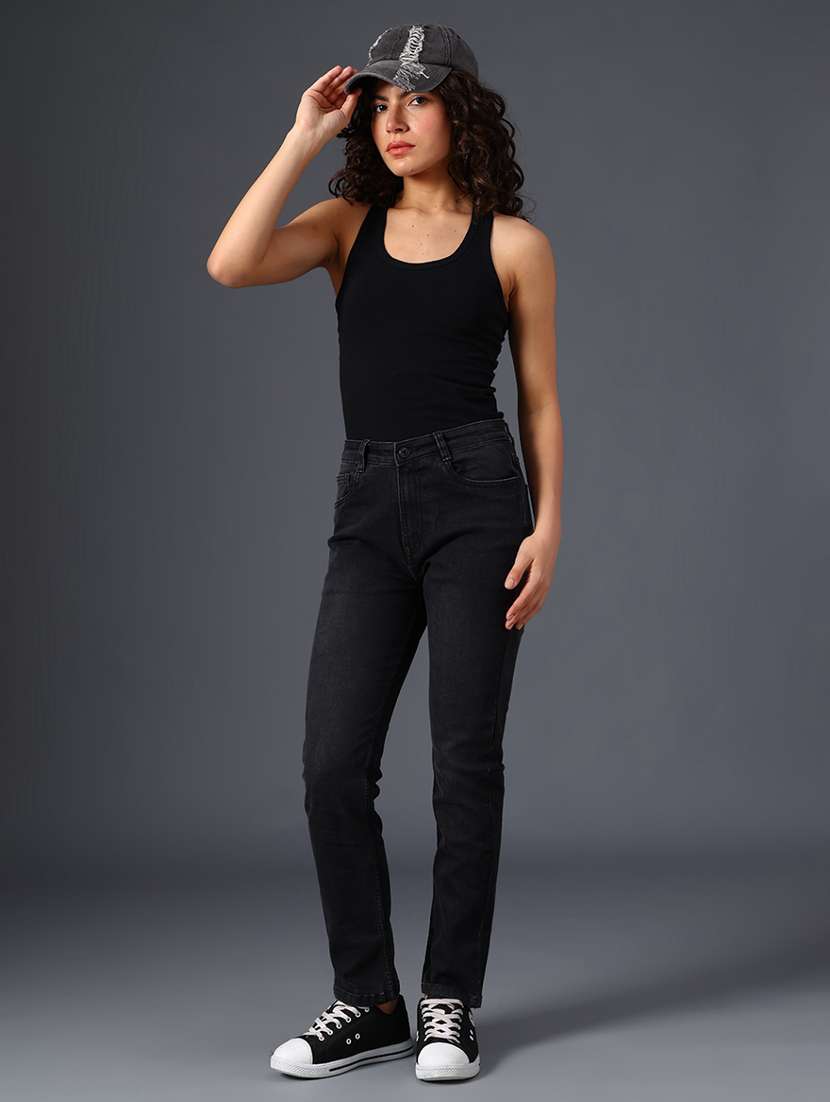 women solid mid rise straight fit jean - 21957730 -  Standard Image - 5