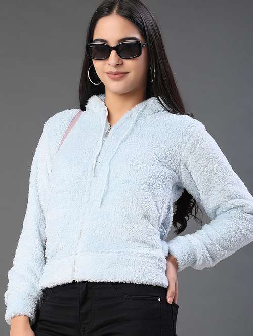 women solid long sleeve hooded sweatshirt - 21957749 -  Standard Image - 0