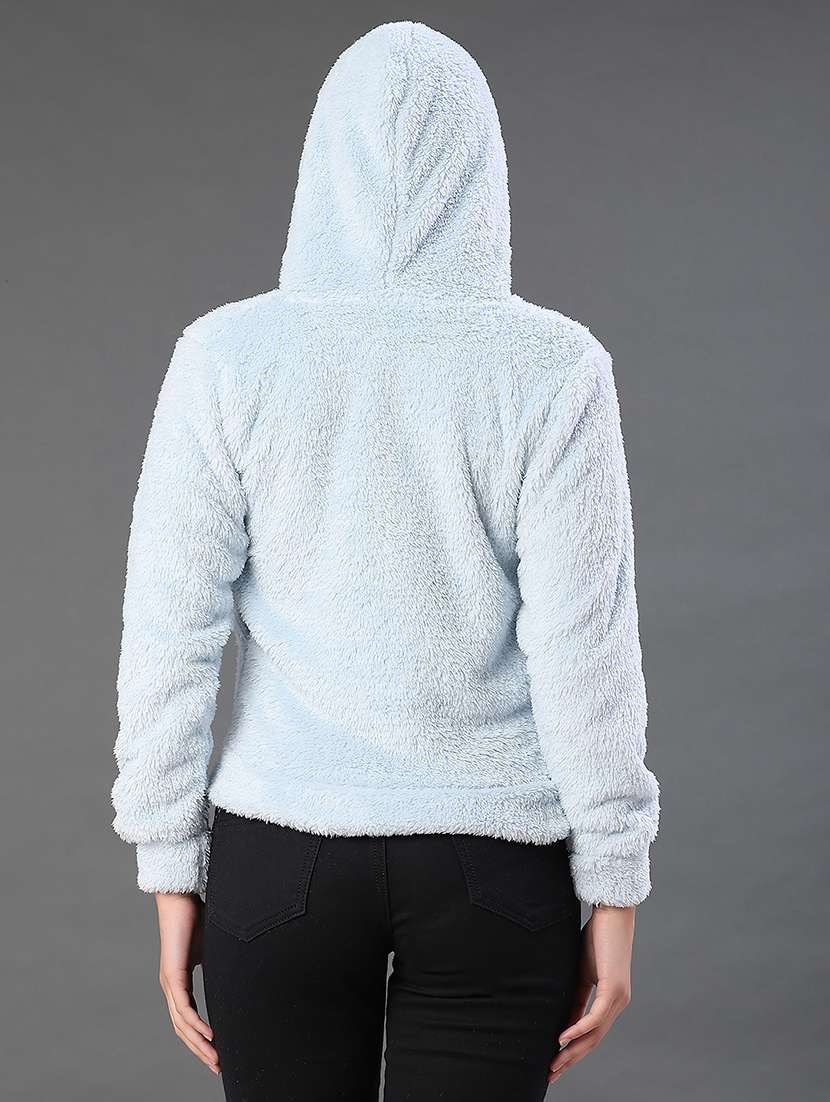 women solid long sleeve hooded sweatshirt - 21957749 -  Standard Image - 3