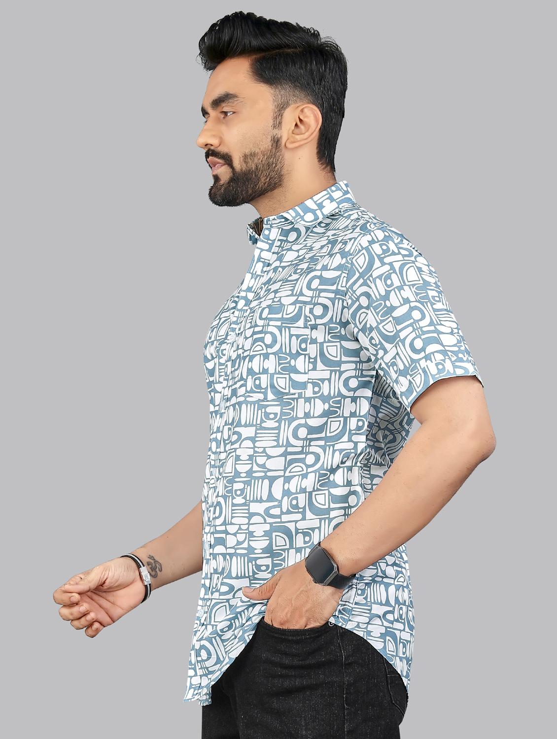 men printed short sleeve regular fit casual shirt - 21957777 - Standard Image - 3
