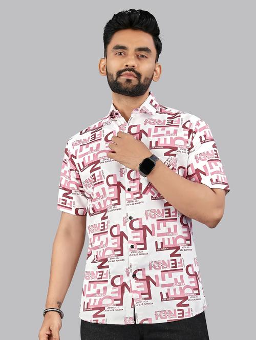 men printed short sleeve regular fit casual shirt - 21957786 - Standard Image - 0
