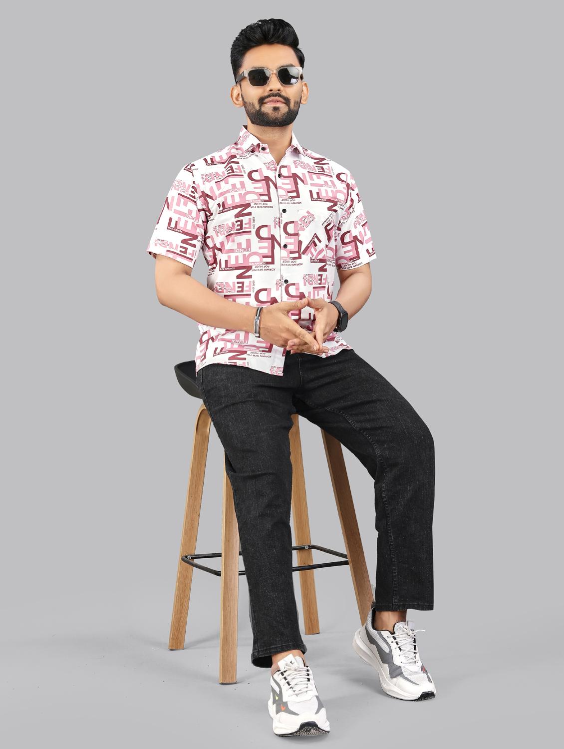 men printed short sleeve regular fit casual shirt - 21957786 - Standard Image - 5