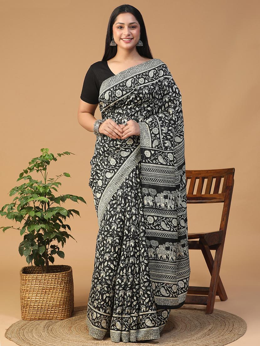 women printed casual wear saree with blouse - 21957830 - Zoom Image - 0