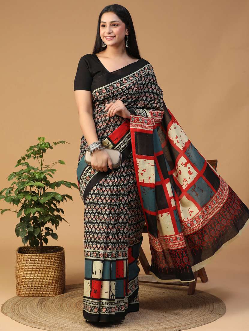 women printed casual wear saree with blouse - 21957836 - Standard Image - 3