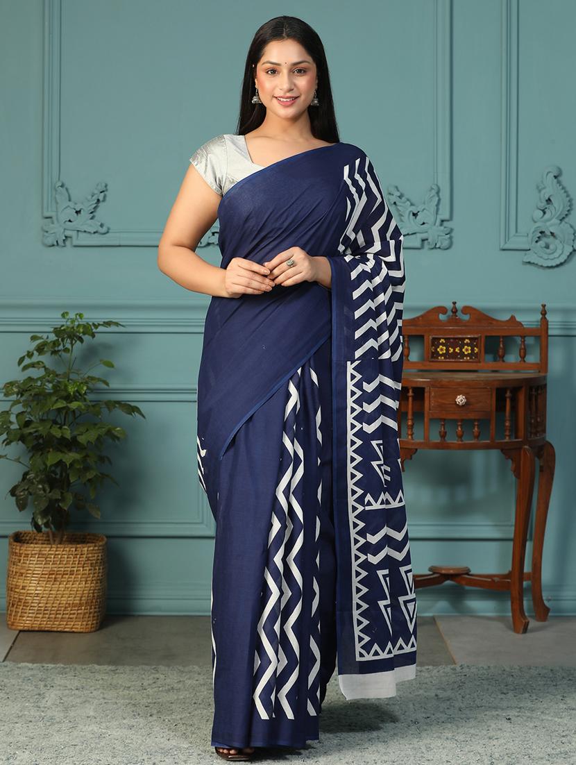 women printed casual wear saree with blouse