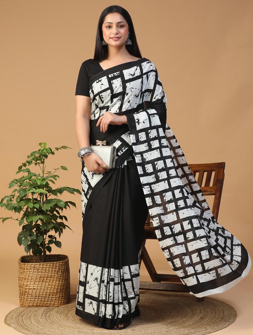 women printed casual wear saree with blouse - 21957839 - Standard Image - 3