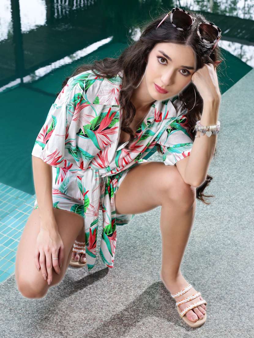 women floral printed top and short co-ord set - 21957849 -  Standard Image - 3